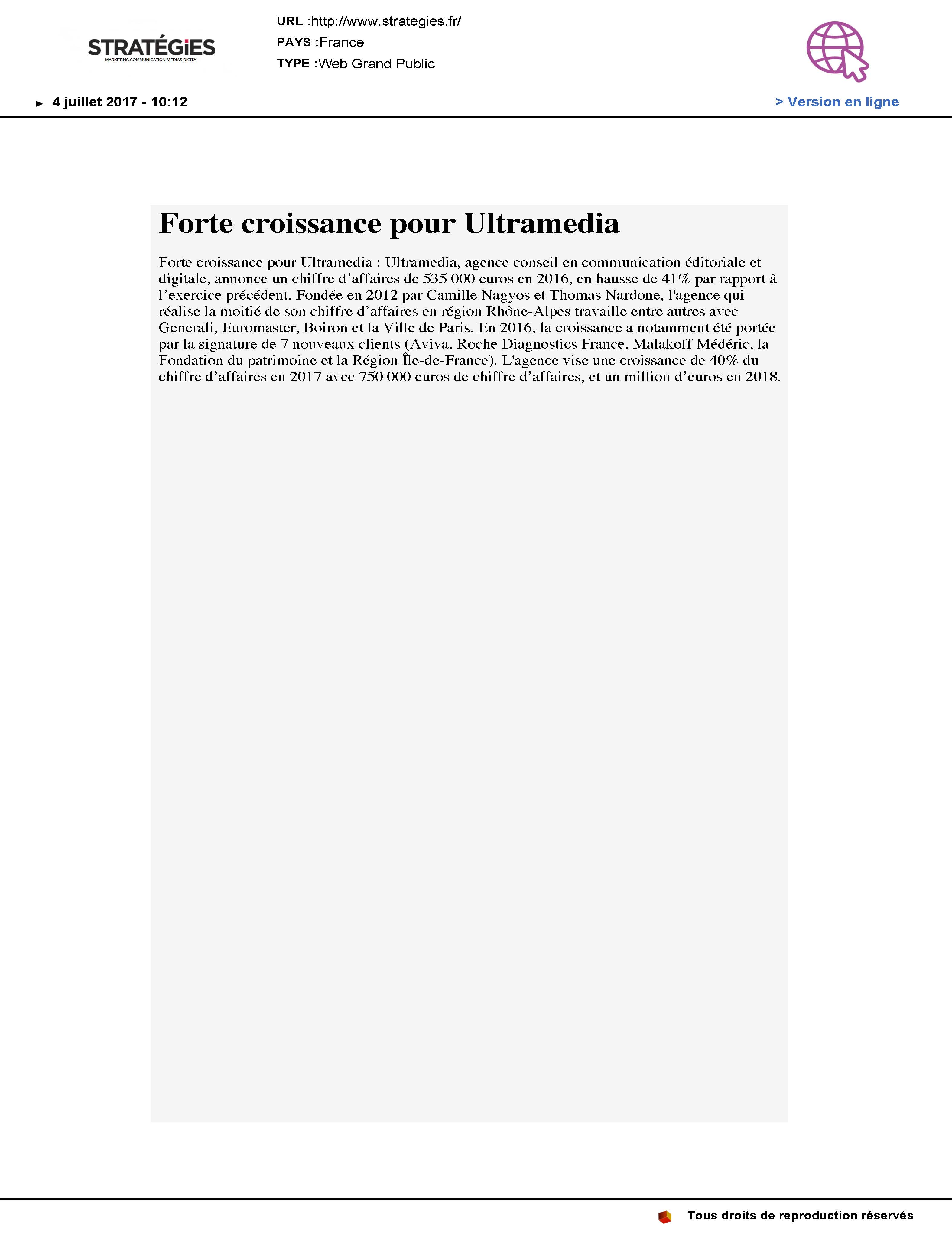 Forte croissance pour Ultramedia