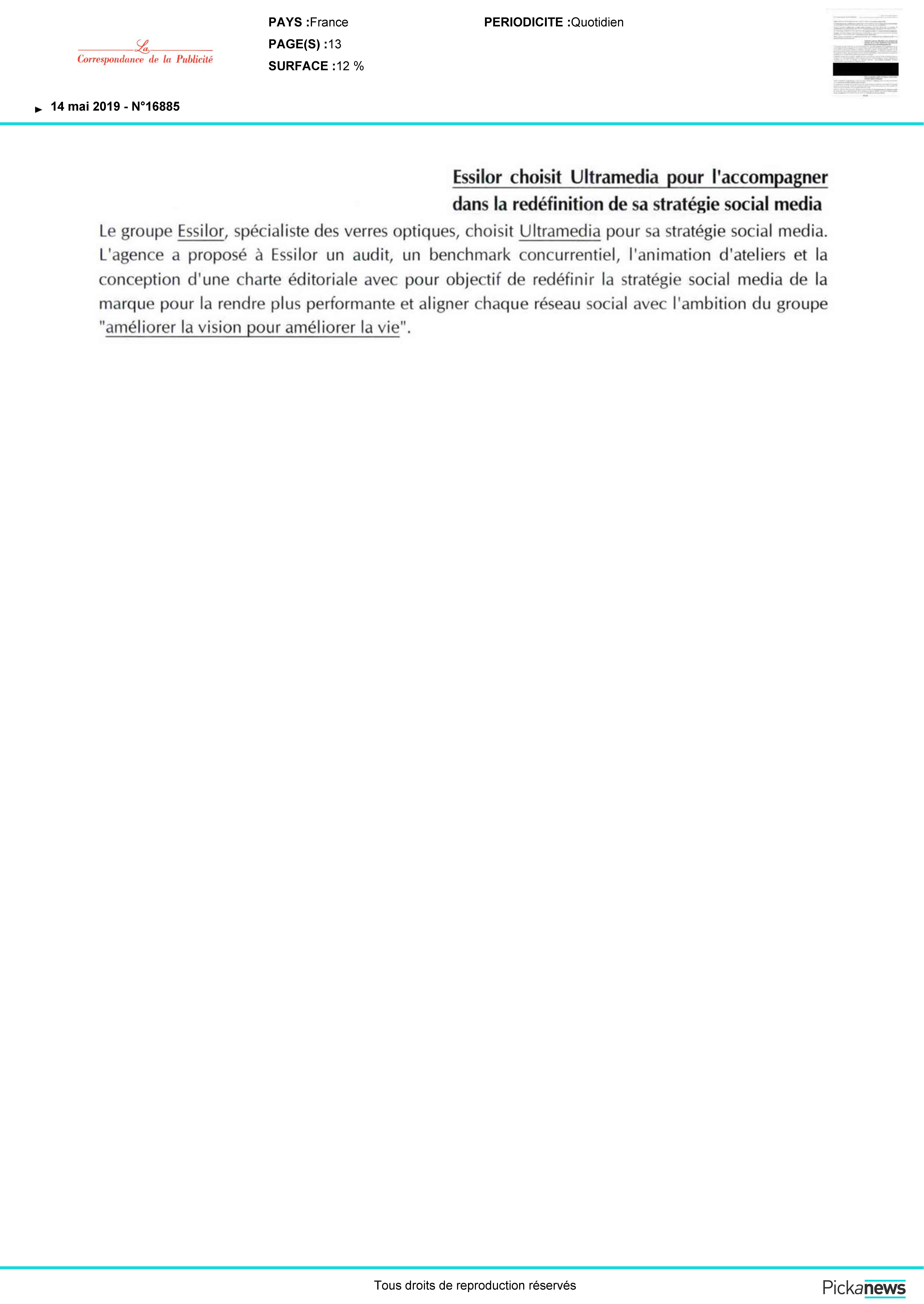 Essilor choisit Ultramedia