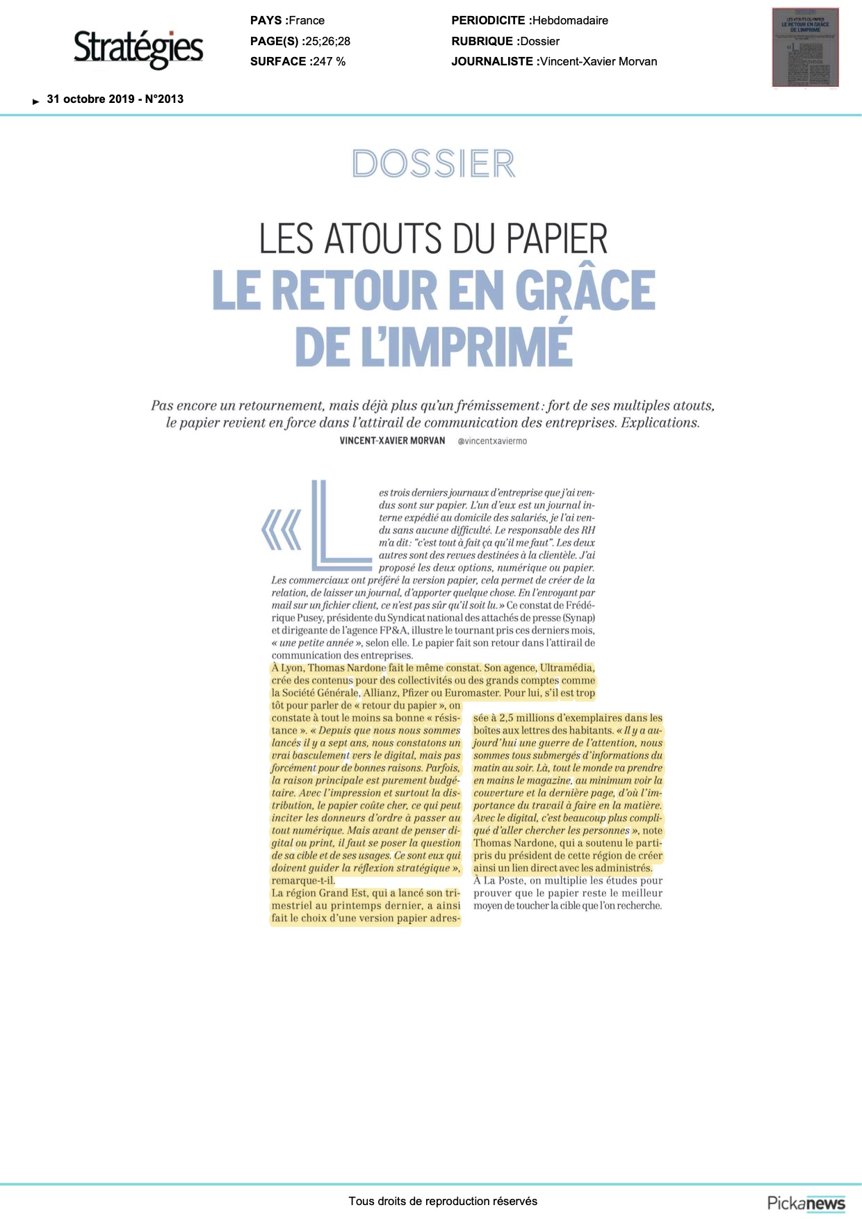 Page 1 du dossier Stratégies